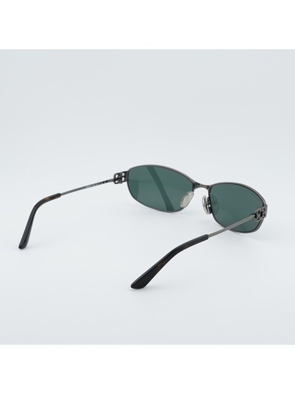 Balenciaga BB0336S 005 Unisex Sunglasses Grey Oval Frame, Green Lenses - Picture 8 of 11